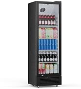 Electactic Commercial Beverage Refrigerator, 9 Cu. Ft. Drink Fridge, Display Refrigerator with Gl...