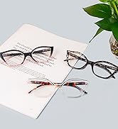 DXYXYO Cat Eye Reading Glasses for Women 3 Pack Anti Blue Light Computer Readers Stylish Retro wi...