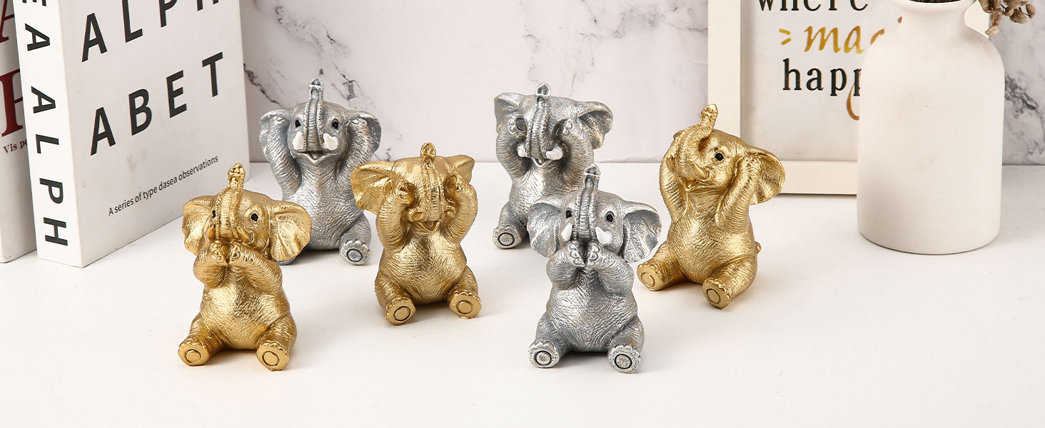 lephant figurines resin elephant decor small elephant statues lucky elephant set