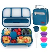 MaMix Bento Lunch Box for Kids, Lunchable Containers for Kids Adults with 4 Compartments + Lunch ...