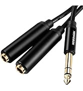 HOSONGIN 1/4 inch TRS Stereo Splitter Y Cable 1.6Ft, 1/4 Inch 6.35mm Stereo Male Plug to Dual 1/4...