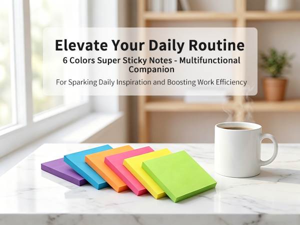 6 Colors Super Sticky Notes - Multifunctional Companion For Boosting Work Efficiency