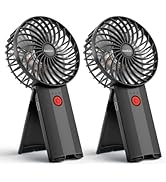 2pcs Mini Portable Folding Handheld Fans USB Rechargeable Personal Fan Neck Desktop 4-speed 3-in-...