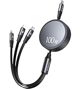 CAFELE 2025 Upgraded 100W Multi Charging Cable, Retractable USB C 3 in 1 Charging Cable with Type...