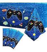 gisgfim 3pcs Video Game Party Tablecloths 106x54 Inch Gaming Party Plastic Table Cover Blue Gamer...