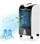 Evaporative Air Cooler, Windowless Portable Air Conditioner Fan & Humidifier with 3 Modes, 3 Spee...
