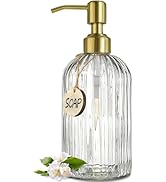 JASAI 18Oz Glass Soap Dispenser with Golden Pump for Kitchen,Refillable Liquid Hand soap Dispense...