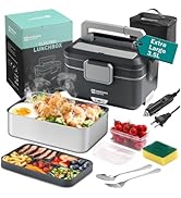 Annie &amp; Mia Design Electric Lunch Box for Adults, 100w 3.5L 2-Layer Portable Food Warmer, Dual Mo...