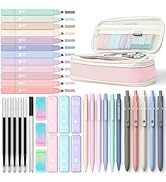 Four Candies 39 PCS Aesthetic School Supplies with Cute Pen Case, 12 Pastel Highlighters, 5 Black...