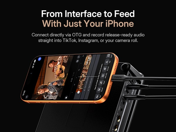 Two content creator recording social media video directly on iPhone