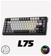 RK ROYAL KLUDGE L75 Gasket Mount Mechanical Keyboard w/Knob/Macro Keys & Touchable Nameplate, Tri...