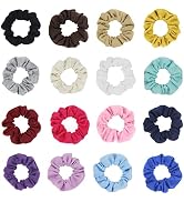 Pack of 16pcs Cotton Hair Scrunchies Single Jersey Solid Color Ponytail Holders Elastic Hair Ties...