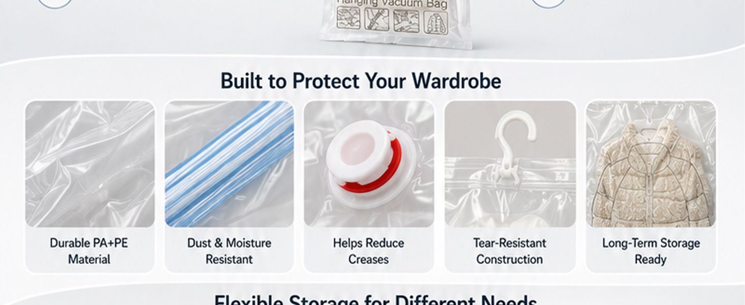 Hanging Vacuum Storage Seal Clear Bags