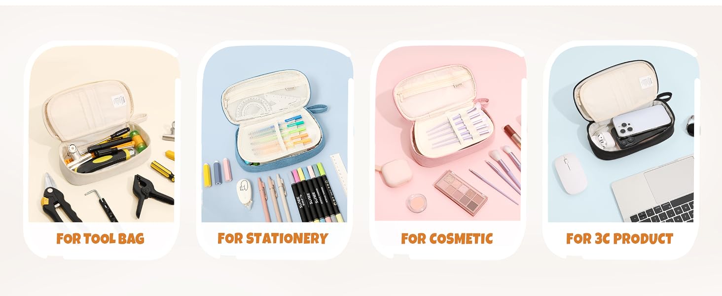 SUNEE Cute Pencil Case, Aesthetic Pen Pouch, Colored Large Pencil Bag with Zipper, Kawaii Stationery