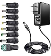 SoulBay 24V 1A Power Supply Adapter w/ 8 Tips for CCTV WiFi Camera Router LED Strip Light, AC 100...