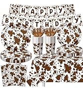 Highland Cow Decorations, 142Pcs Cow Print Plates and Napkins Party Supplies, Brown Cow Birthday ...