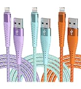 Cuanyeon iPhone Charger Fast Charging Lightning Cable 6ft 3Pack[Apple MFi Certified] Long Strain ...