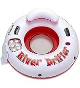 Pittman Outdoors River Drifter Inflatable Water Float Tube with Ice Chest Cooler, 1 Person