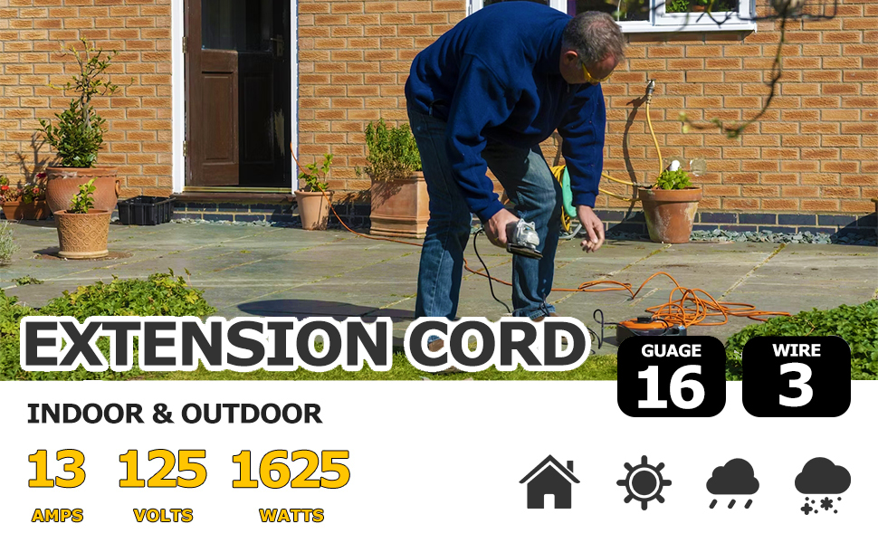black outdoor extension cord