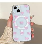 QLTYPRI Magnetic for iPhone 13 Case/iPhone 14 Case Compatible with MagSafe, Clear Cute Ribbon Bow...