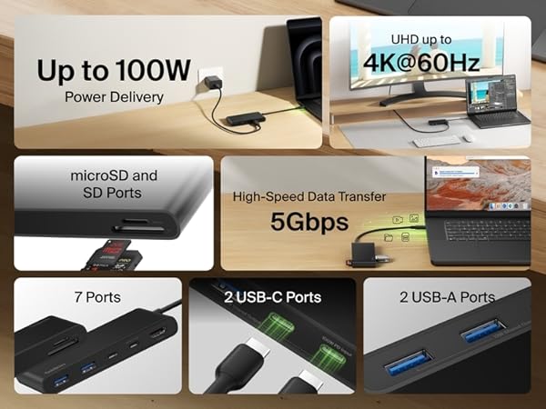 Belkin Connect 7-Port USB-C Hub with Dual USB-C Ports