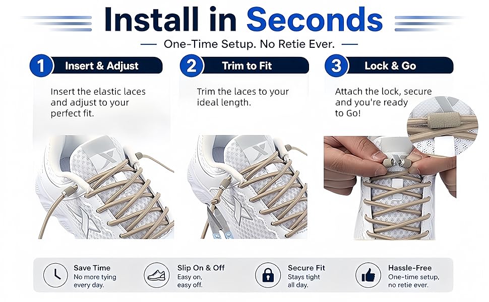 No Tie Shoelaces for Sneakers
