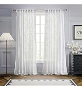 Ted Baker White Sheer Window Curtains for Living Room - Chantilly Lace - 50" x 96" - Set of 2 Cur...