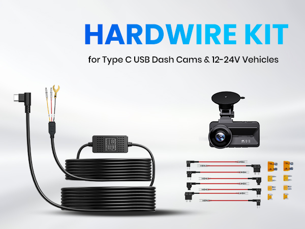HARDWIRE KIT for Type C USB Dash Cams &amp; 12-24V Vehicles