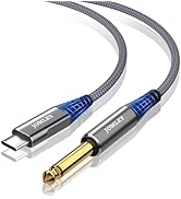 JOMLEY USB C to 6.35mm TS Audio Cable 1.6ft, USB Type C to 1/4-inch TS Audio Mono Interconnect Au...