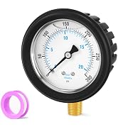 BOGERDACK 0-300PSI Stainless Steel Liquid Filled Pressure Gauge, 2.5" Dial Size, 1/4" NPT Lower M...
