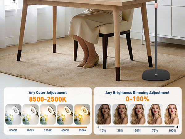 esthetician magnifying lamp with stand floor stepless rotary knob Dimming and color adjustment 