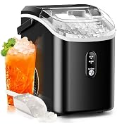 Nugget Ice Maker Countertop, 35.5Lbs/24Hrs Chewable Sonic Ice Machine with Self-Cleaning, Handle,...