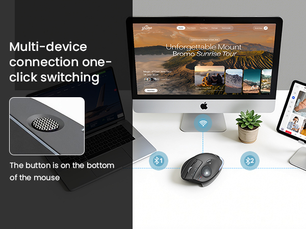 Connect up to three devices via dual Bluetooth modes and a 2.4G USB receiver