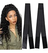 Elastic Band for Wigs 3.5Cm Edges Bands with Velco Ends, 2PCS Adjustable Elastic Band for Wigs, E...