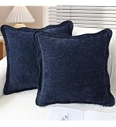 CaliTime Throw Pillow Covers Decorative 18 X 18 Inches Pack of 2 Cozy Chenille Scalloped Wavy Edg...