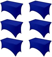 Dailyset 6-Pack Premium Royal Blue Spandex Tablecloths for 4ft Rectangle Tables, Stain &amp; Wrinkle-...