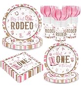 120pcs My First Rodeo Party Supplies Western Cowgirl Plates Napkins 1st Rodeo Tableware Set Paper...