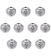 PH PandaHall 8mm Round Spacers Beads, 60pcs Tibetan Alloy Metal Charms Beads Antique Silver Metal...