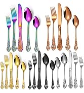 A·HOUSEWARE 100 Piece Vintage Relief Silverware Set with Mirror Polished Finish, Anti-Rust Flatwa...