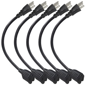 Short 3 Prong Extension Cord Indoor SJT 16 AWG Heavy Duty 1 Foot AC Power Extensions Cable