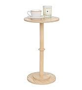 MaxSmeo Drink Table, Small Side Table for Small Spaces, Modern Round End Table with Fluted Wood L...