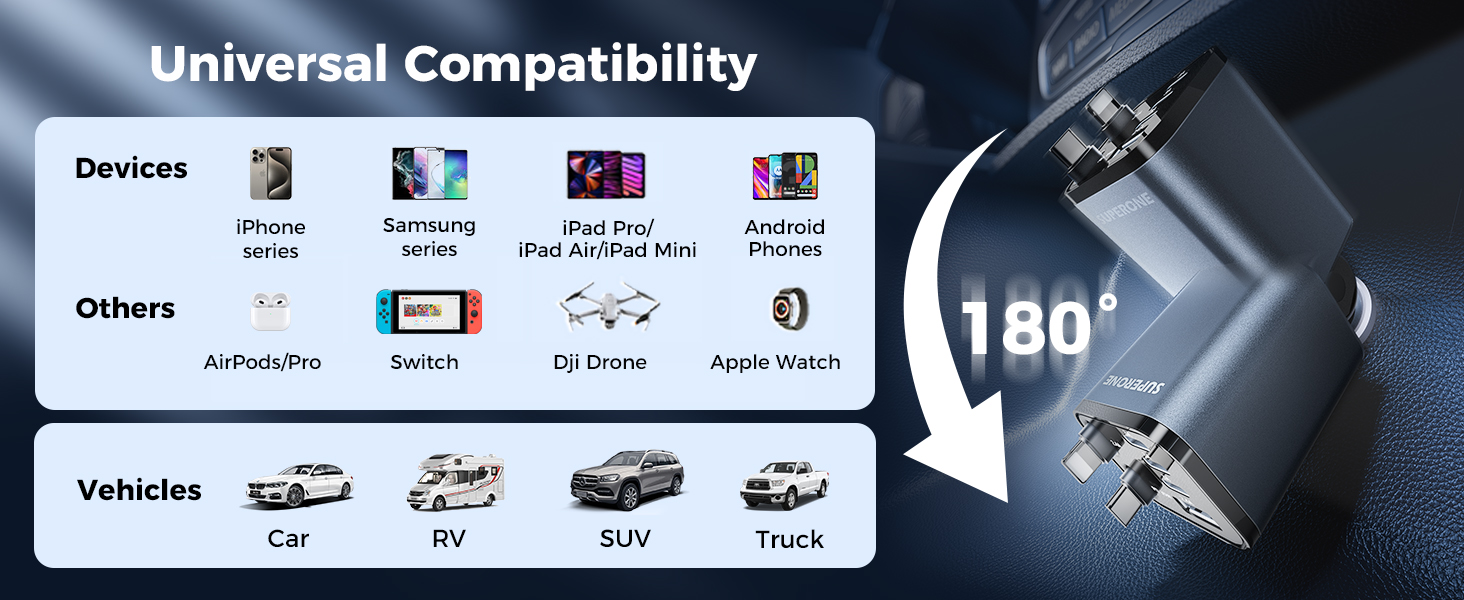 car charger retractable cord