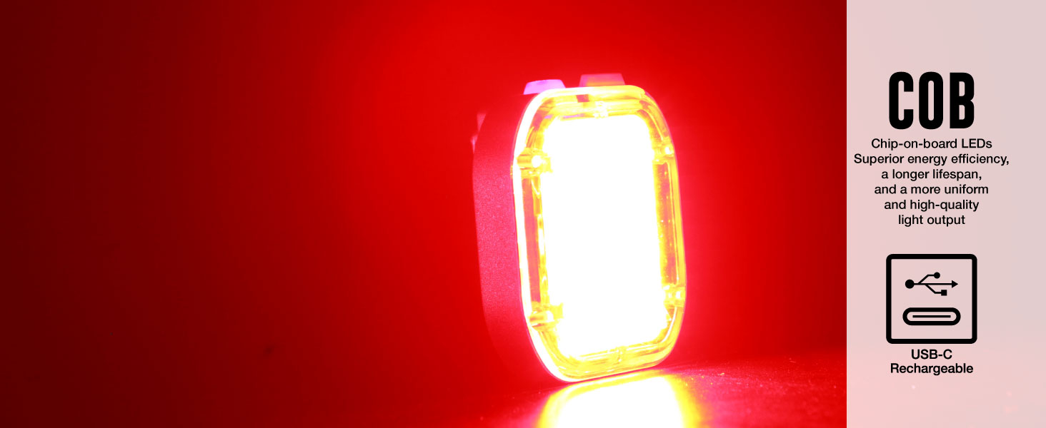 bright bike taillight light featuring COB chip on board led technology USB-C Rechargeable