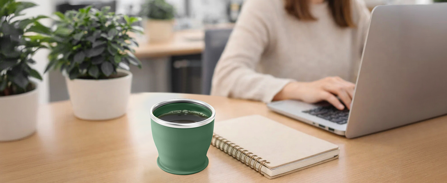 Used as a coffee cup in the office