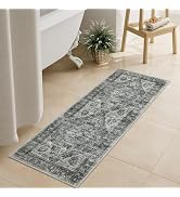 Uphome Brown Bathroom Rugs, Distressed Farmhouse Boho Bath Mat, Non Slip Washable Soft Velvet Bat...