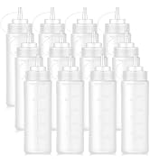 Bekith 12 pack 16 Oz Wide Mouth Plastic Squeeze Condiment Bottles with Twist On Cap Lids and Disc...