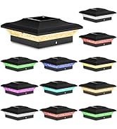 T-SUN Solar Post Cap Lights with Auto-Change Colors- for Vinyl &amp; Wooden Posts IP65 Weatherproof O...