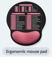 Mouse Pad with Wrist Rest - Ergonomic Memory Foam Support, Small Cute Excel Cheat Sheet Mousepad ...