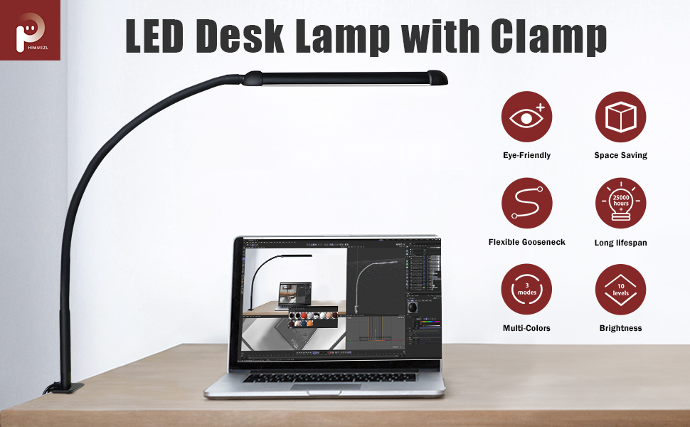 LED desk lamp with clamp