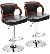 Homall Bar Stools Walnut Bentwood Adjustable Height Leather Modern Barstools with Back Vinyl Seat...